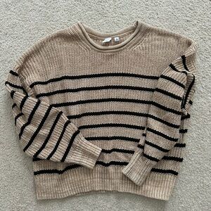 Like new gap factory sweater striped khaki black mock neck medium
